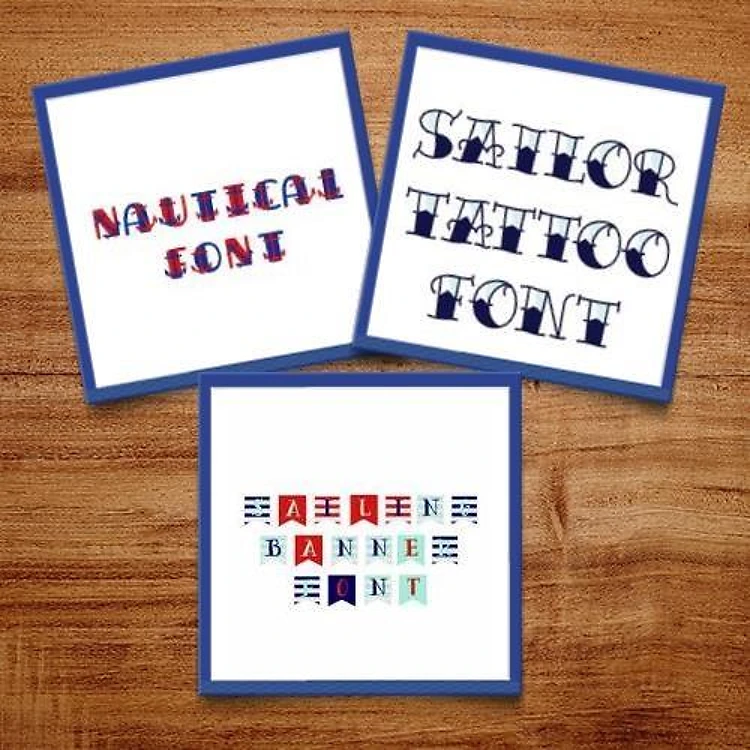 Nautical Embroidery Font Bundle - Playful Block & Decorative Lettering (3 Fonts) - BX font, PES & 12 formats