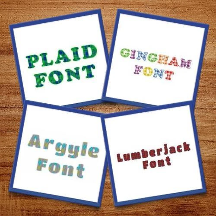 Plaid Pack Embroidery Font Bundle - Playful Plaid & Patterned Alphabets (4 Fonts) - BX font, PES & 12 formats