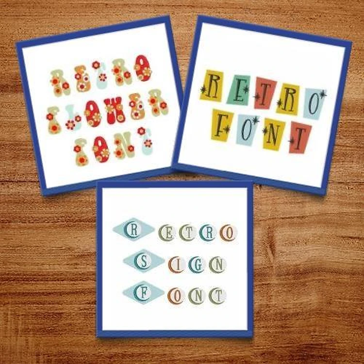Retro Pack Embroidery Font Bundle - Colorful & Playful Retro Letters (3 Fonts) - BX font, PES & 12 formats