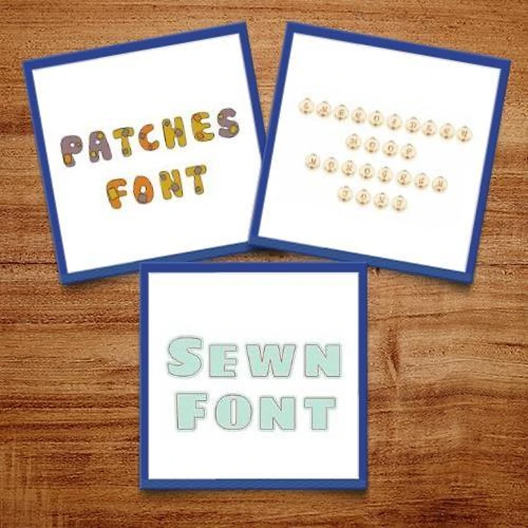 Sewing Pack Embroidery Font Bundle - Playful Patches & Sewn Fonts (3 Fonts) - BX font, PES & 12 formats