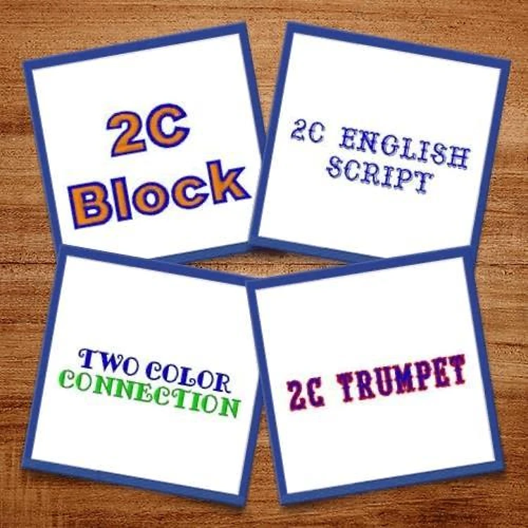 Two Color Fonts I Embroidery Font Bundle - Modern Bold Block & Script Styles (5 Fonts) - Home Format, PES, DST & 8 formats