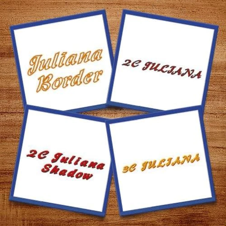 Juliana Fonts Embroidery Font Bundle - Elegant Scripts & Decorative Lettering (4 Fonts) - Home Format, PES, DST & 9 formats