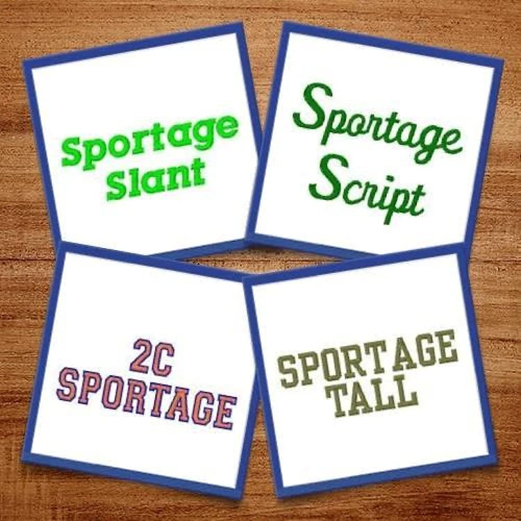 Sportage Fonts Embroidery Font Bundle - Sporty Script, Slant & Block Lettering (4 Fonts) - PES, DST & 9 formats