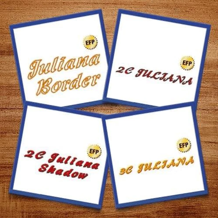 Juliana Fonts Embroidery Font Bundle - Bold Lettering & Decorative Text (4 Fonts) - ELP