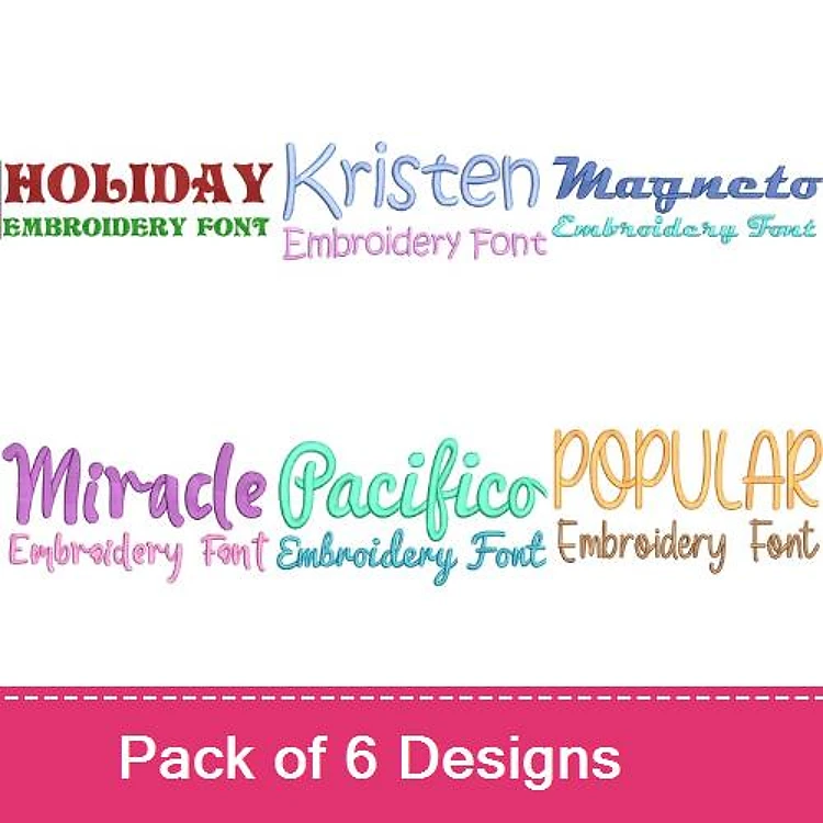 Condensed Fonts Embroidery Font Bundle - Playful Script Lettering (6 Fonts) - PES, DST & 7 formats