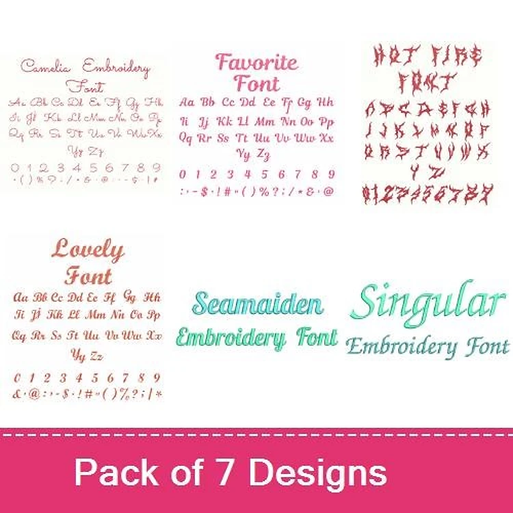 Fire & Lovely Fonts Embroidery Font Bundle - Stylish Script, Block & Decorative Lettering (7 Fonts) - Home Format