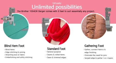 Brother 1034dx Serger Overlock Machine Refurbished  with Free $500 Bundle