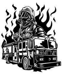 Fireman Firetruck SVG cut file at