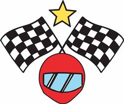 Helmet & Checkered Flags