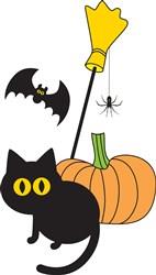 Halloween Kitty And Pumpkin