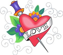 DAGGER HEART WITH SCROLLS
