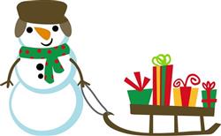 SNOWMAN PULLING PRESENTS