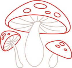 Mushrooms Outline print art print art at EmbroideryDesigns