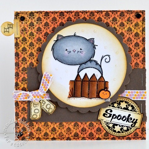 Black Cat Digital Stamp for Card Making