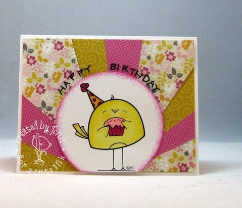 Cupcake Birdie Digital Stamp for Card Making