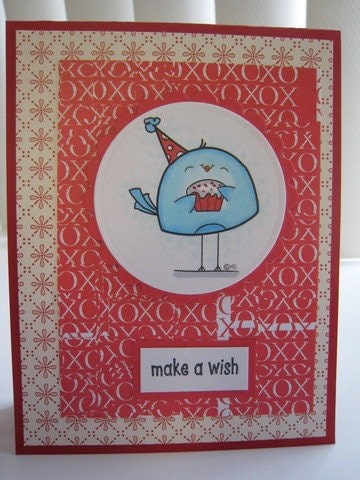 Cupcake Birdie Digital Stamp for Card Making