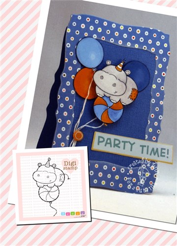 Hippo Balloon Digital Stamps for Card Making
