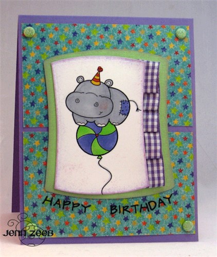 Hippo Balloon Digital Stamps for Card Making