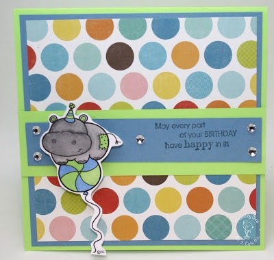 Hippo Balloon Digital Stamps for Card Making