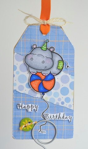 Hippo Balloon Digital Stamps for Card Making