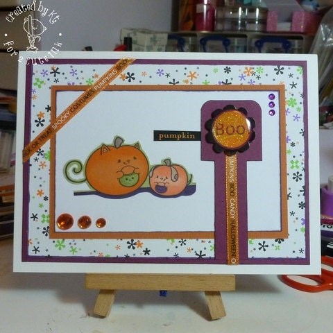 Cat and Dog Pumpkins Digital Stamp