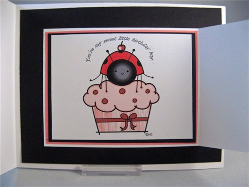 Cupcake Ladybug Digital Stamp for Card Making