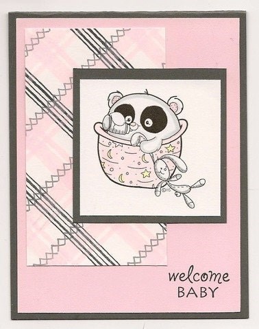 Baby Panda Digital Stamp for Card Making