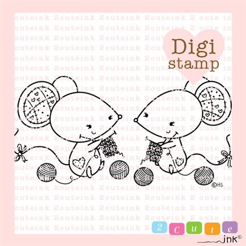 Crocheting & Knitting Mice Digital Stamp