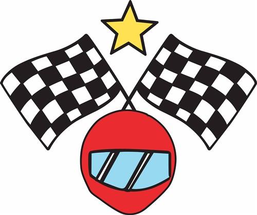 Helmet & Checkered Flags Helmet & Checkered Flags