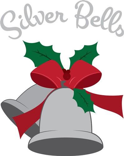 Silver Bells Christmas Round Sign Svg