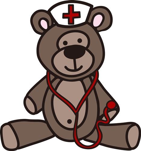 Get Well Soon Card With Teddy Bear. Vector Illustrated Card