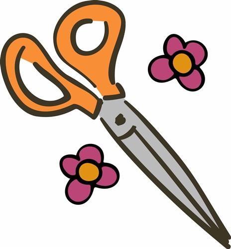 Scissors with Flowers Hand-drawn art, Digital Download, PNG File