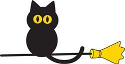 Black Cat On Broom Black Cat On Broom