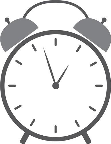 Alarm clock vector illustration with black and white design on
