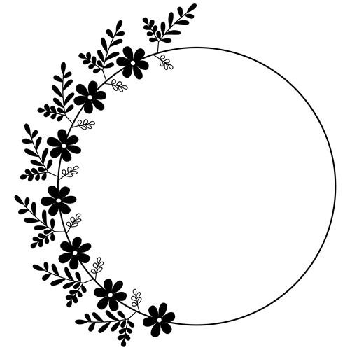 Circle Floral Frame SVG Cut File | Monogram Svg