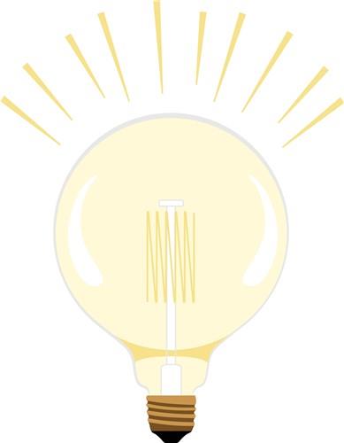 lit light bulb vector