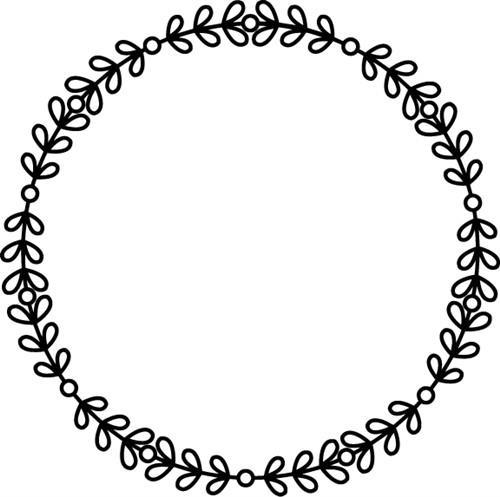 Leafy Outline Monogram Circle