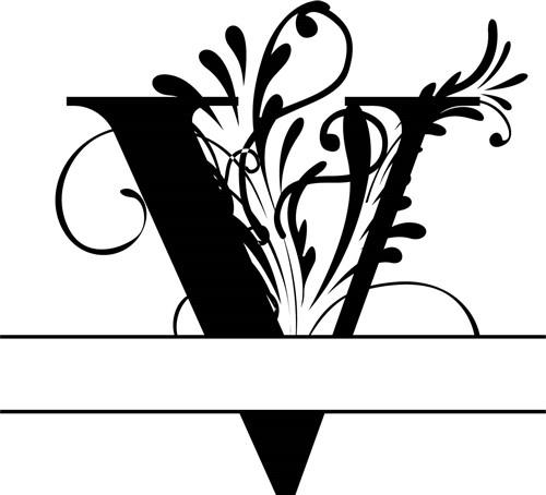 Elegant Split Letter V Elegant Split Letter V