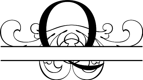 Monogram Q Flourish Split Monogram Q Flourish Split
