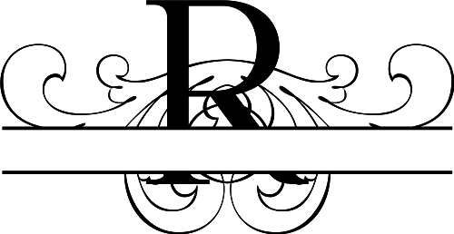 Monogram R Flourish Split Monogram R Flourish Split