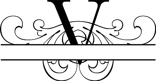 Monogram V Flourish Split Monogram V Flourish Split