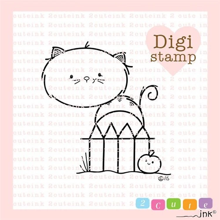 Black Cat Digital Stamp for Card Making