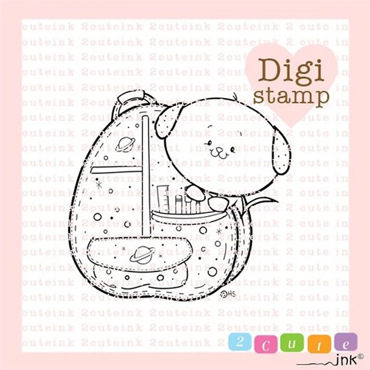 Doggie Backpack Digital Stamp for Card Making