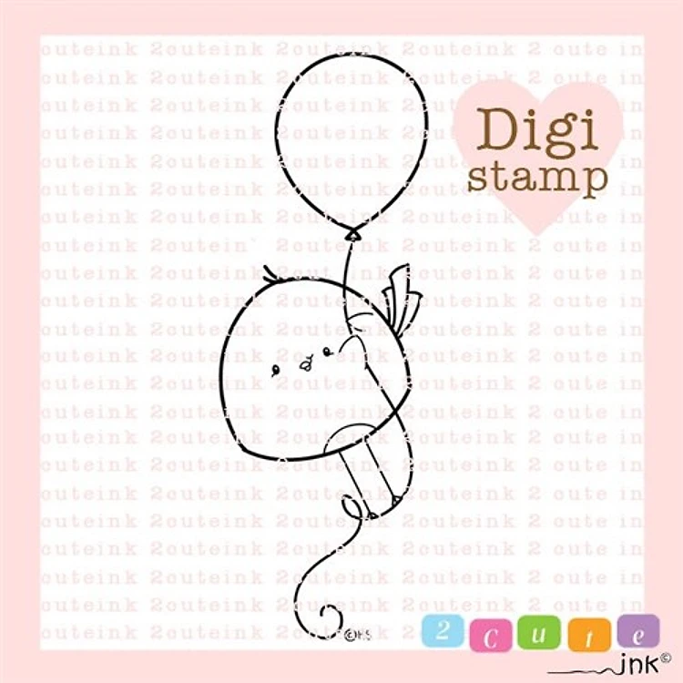 Balloon Birdie Digital Stamp for Card Making