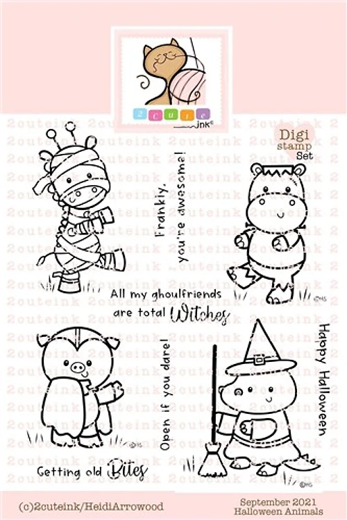 Halloween Animals Digital Stamps Set