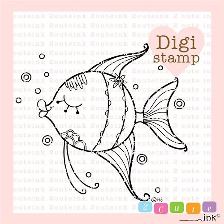 Angel Fish Doodle Digital Stamp For Card Making