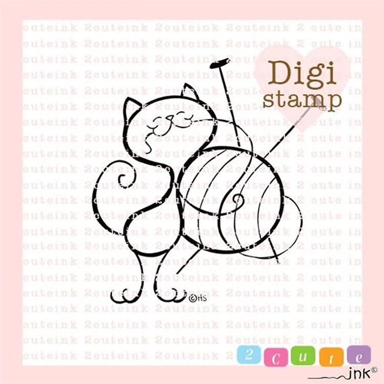 Cat Knit Digital Stamp