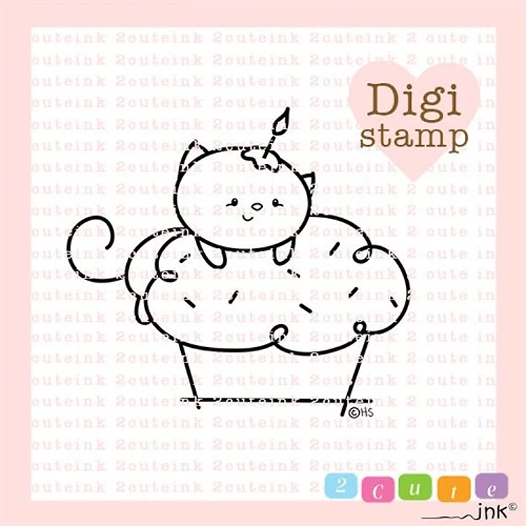 Cupcake Cat Digital Stamp