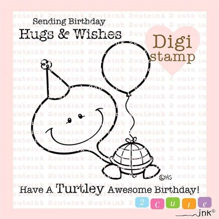 Birthday Turtle Digital Stamp