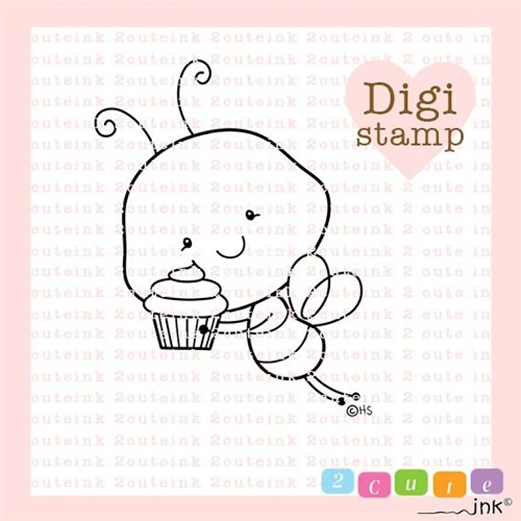 Cupcake Bee Digital Stamp